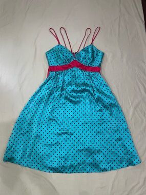 Vintage 100% silk dress Voom by Joy Han made in USA rare retro polka dot funky S